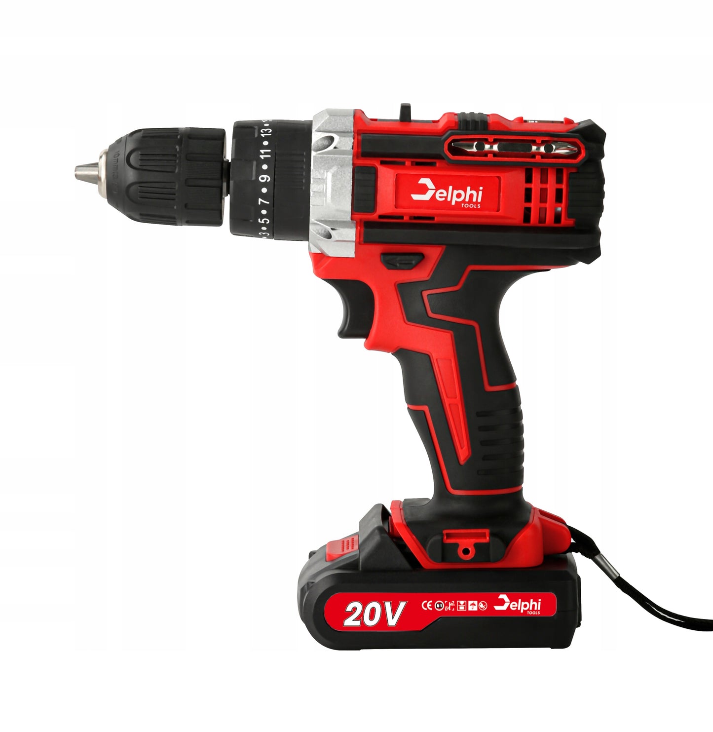 Akumuliatorinis smūginis gręžtuvas-suktuvas, galingas, 20V, su 2 akumuliatoriais