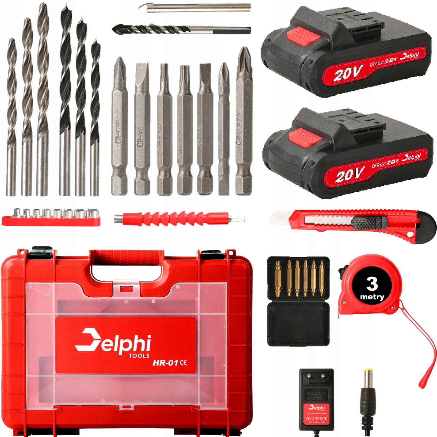 Akumuliatorinis smūginis gręžtuvas-suktuvas, galingas, 20V, su 2 akumuliatoriais