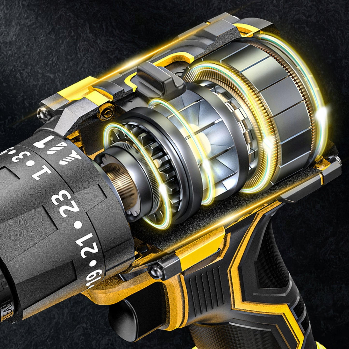 AKUMULIATORINIS BEŠEPETĖLIS SMŪGINIS GRĘŽTUVAS-SUKTUVAS 21V + GRĄŽTŲ RINKINYS