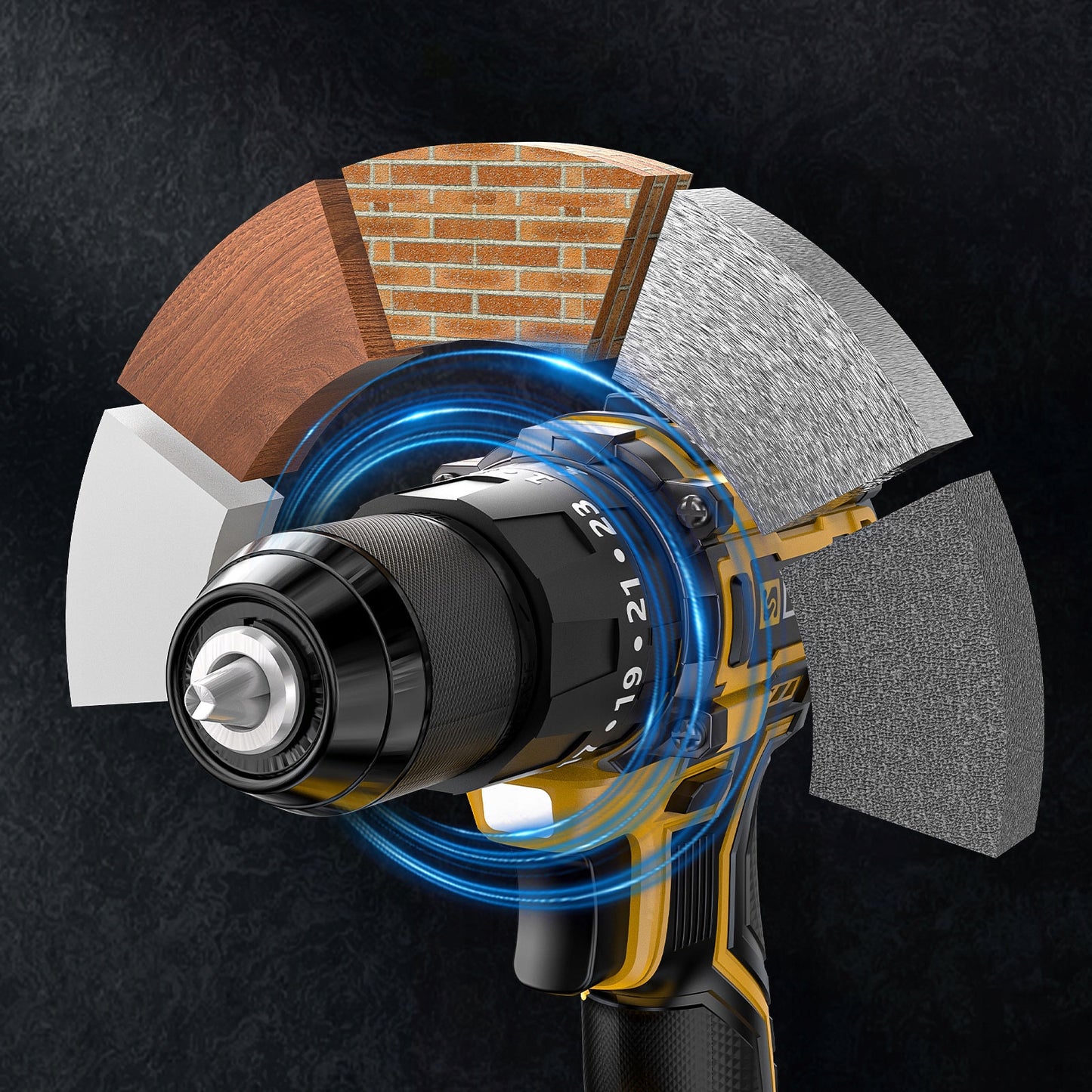 AKUMULIATORINIS BEŠEPETĖLIS SMŪGINIS GRĘŽTUVAS-SUKTUVAS 21V + GRĄŽTŲ RINKINYS