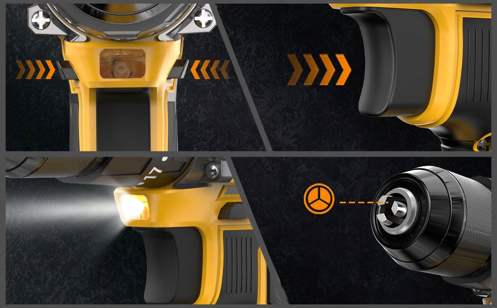 AKUMULIATORINIS BEŠEPETĖLIS SMŪGINIS GRĘŽTUVAS-SUKTUVAS 21V + GRĄŽTŲ RINKINYS