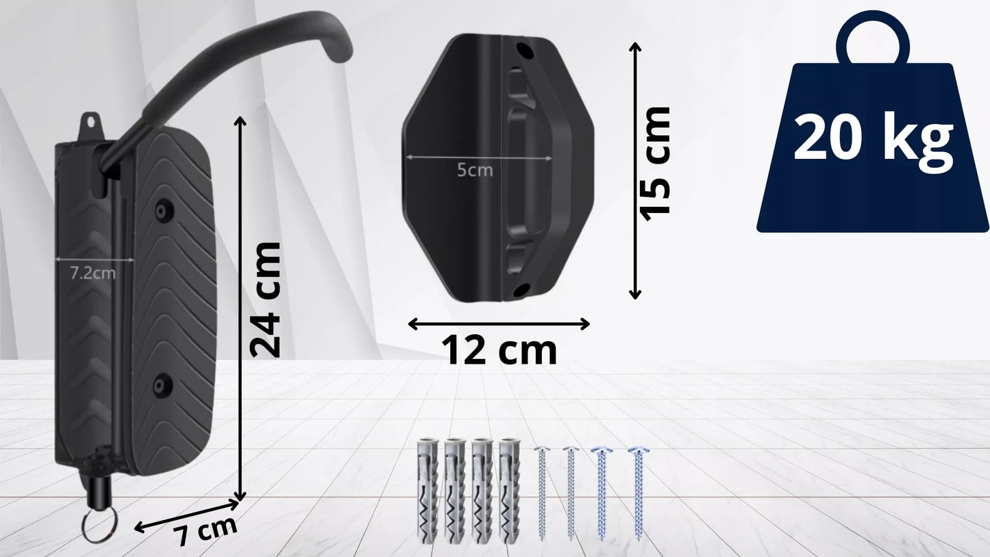SIENINIS DVIRAČIO LAIKIKLIS KABLYS TVIRTAS REGULIUOJAMAS 20 KG