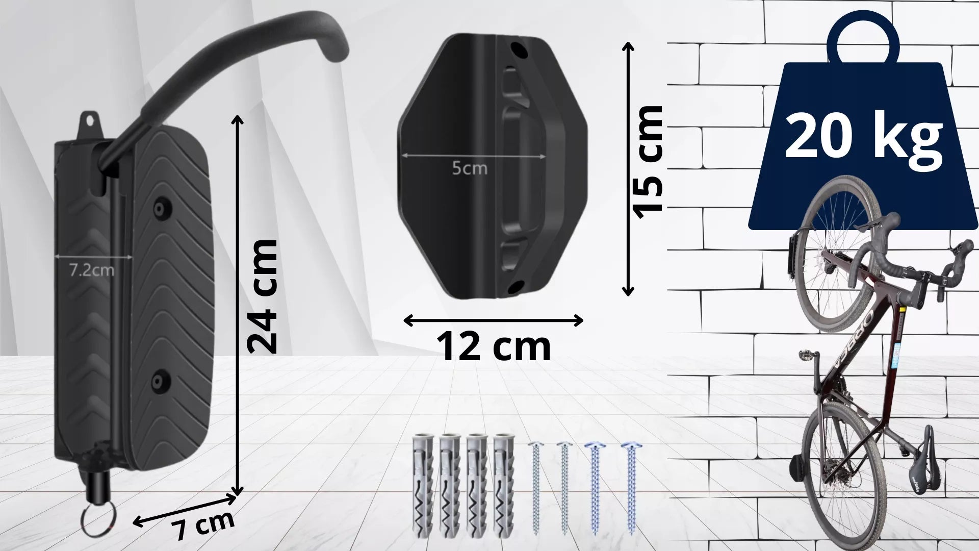 SIENINIS DVIRAČIO LAIKIKLIS KABLYS TVIRTAS REGULIUOJAMAS 20 KG