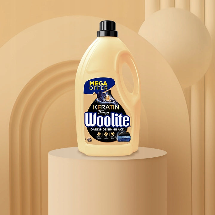 WOOLITE SKYSTIS SKALBIKLIS JUODAI AVRUS DŽINSAMS SU KERATINU 4.5L 75 SKALBIMAI