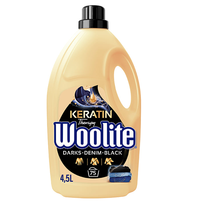 WOOLITE SKYSTIS SKALBIKLIS JUODAI AVRUS DŽINSAMS SU KERATINU 4.5L 75 SKALBIMAI