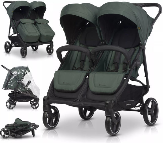 Vežimėlis dvyniams "Euro-Cart" JUNGLE, "Metai po metų" serija, su priedais, 0-22 kg