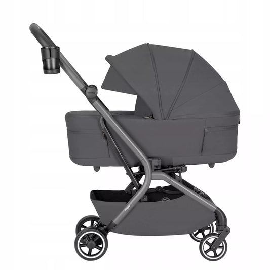 Daugiafunkcinis vežimėlis 2in1 CARRELLO MAGIA ELM pilkos spalvos, sulankstoma lopšys, 0-22 kg