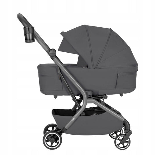 Daugiafunkcinis vežimėlis 2in1 CARRELLO MAGIA ELM pilkos spalvos, sulankstoma lopšys, 0-22 kg