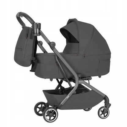 Daugiafunkcinis vežimėlis 2in1 CARRELLO MAGIA ELM pilkos spalvos, sulankstoma lopšys, 0-22 kg