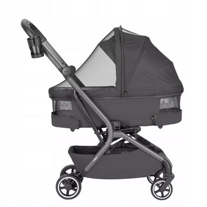 Daugiafunkcinis vežimėlis 2in1 CARRELLO MAGIA ELM pilkos spalvos, sulankstoma lopšys, 0-22 kg