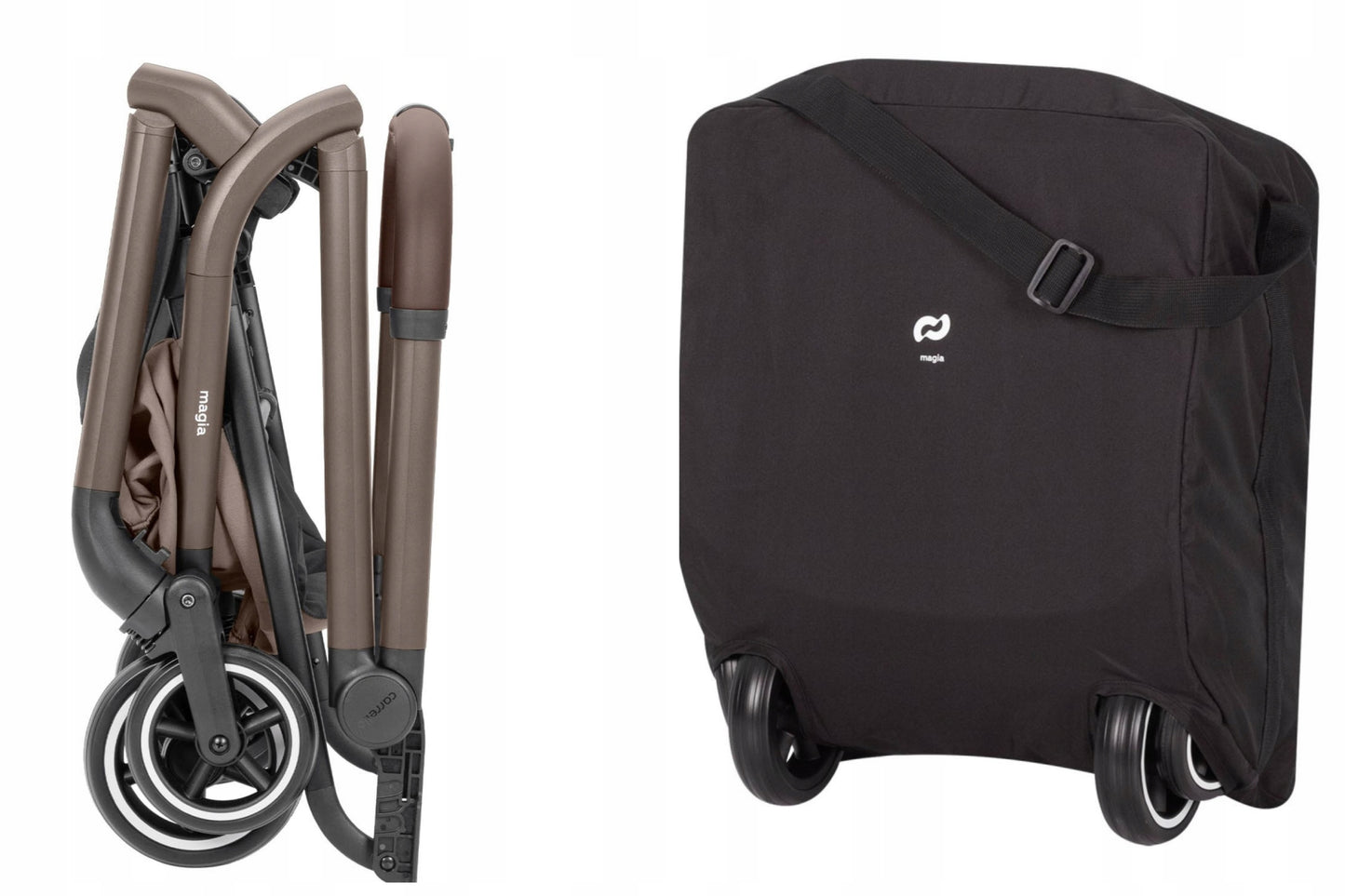 Daugiafunkcinis vežimėlis 2in1 CARRELLO MAGIA ELM pilkos spalvos, sulankstoma lopšys, 0-22 kg