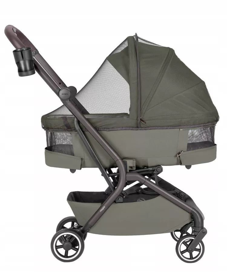 Daugiafunkcis vežimėlis 2in1 CARRELLO MAGIA MALTED GREEN, sulankstoma gondola, 0-22kg