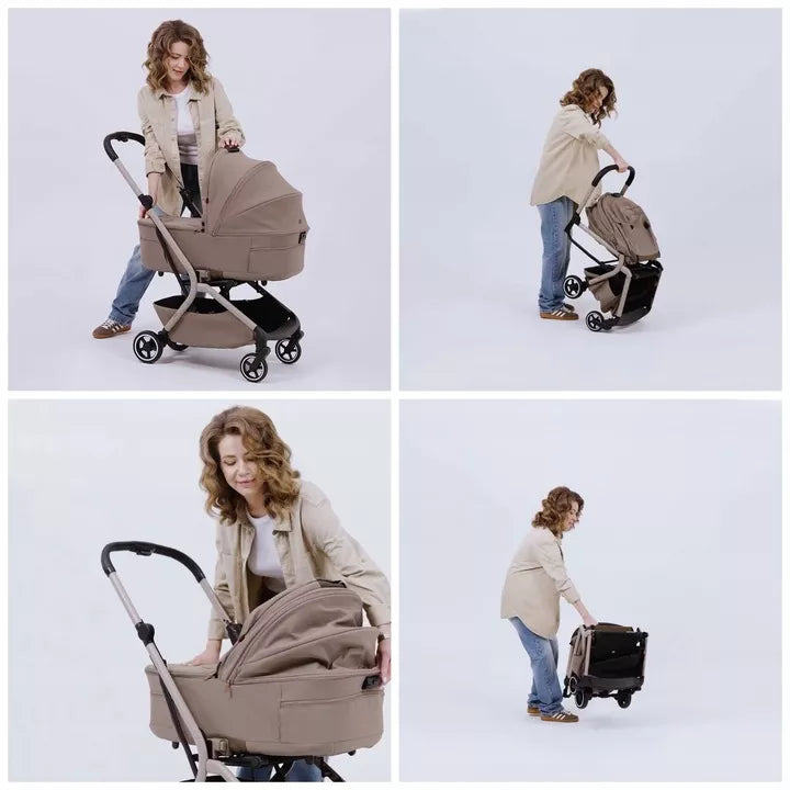 Daugiafunkcis vežimėlis 2in1 CARRELLO MAGIA MALTED GREEN, sulankstoma gondola, 0-22kg