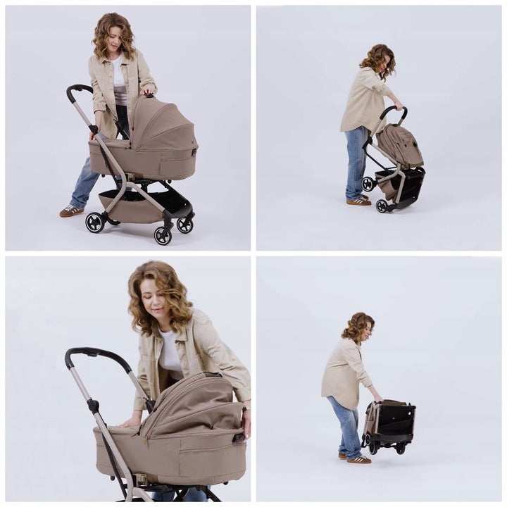 Daugiafunkcis vežimėlis 2in1 CARRELLO MAGIA MALTED GREEN, sulankstoma gondola, 0-22kg