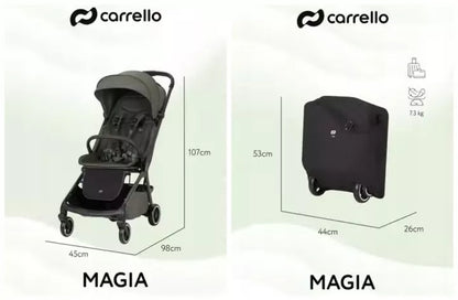 Daugiafunkcis vežimėlis 2in1 CARRELLO MAGIA MALTED GREEN, sulankstoma gondola, 0-22kg
