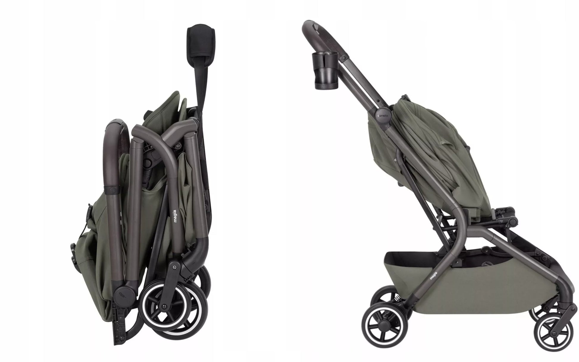Daugiafunkcis vežimėlis 2in1 CARRELLO MAGIA MALTED GREEN, sulankstoma gondola, 0-22kg