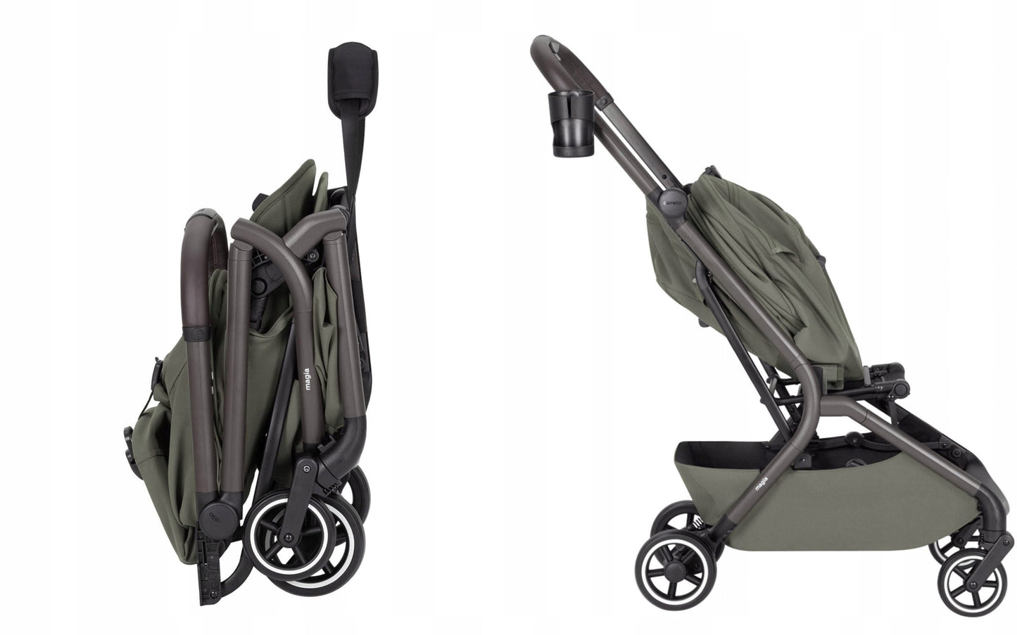 Daugiafunkcis vežimėlis 2in1 CARRELLO MAGIA MALTED GREEN, sulankstoma gondola, 0-22kg