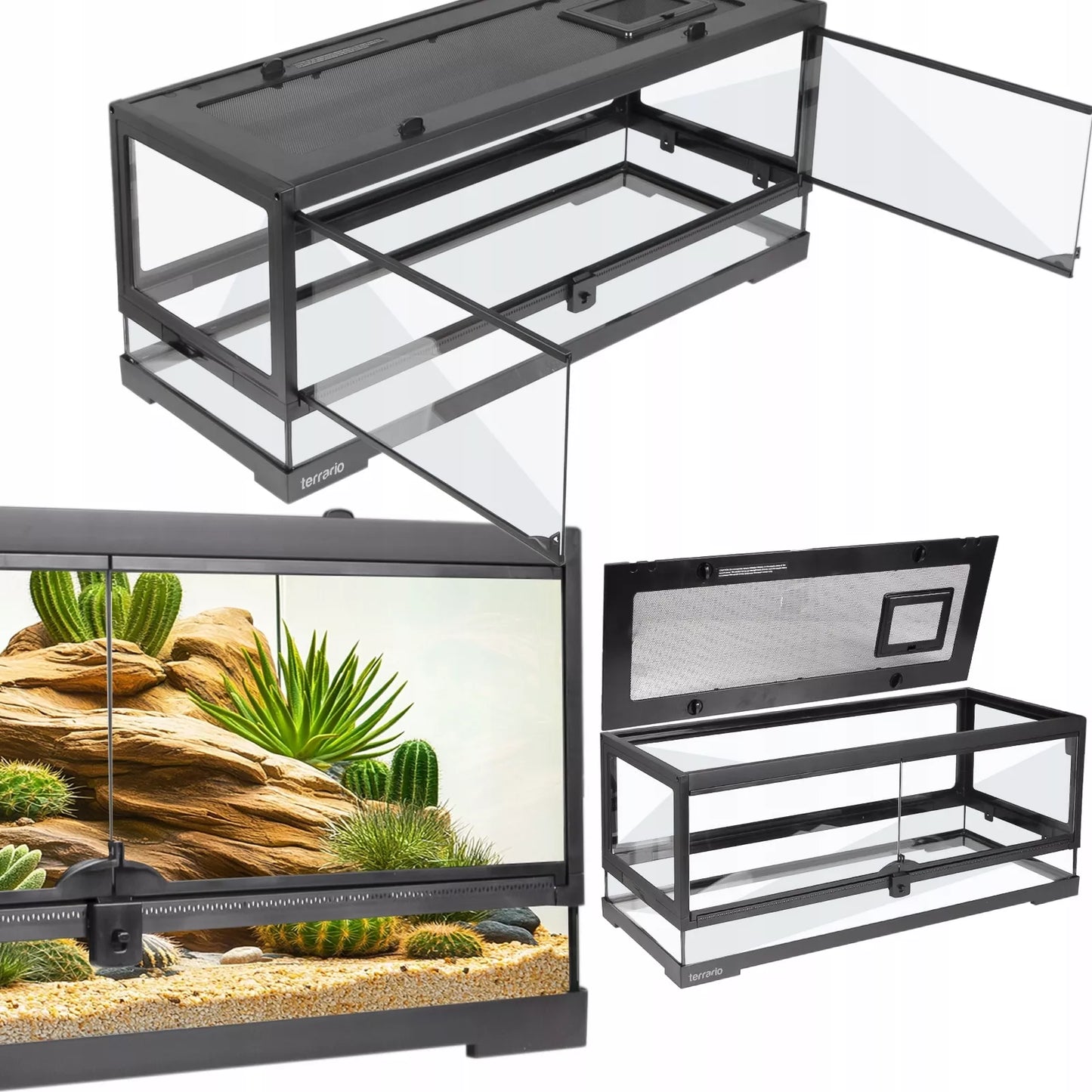 TVIRTAS STIKLINIS TERARIUMAS 75x30x30 ELEGANTIŠKAS VANDENS NEPRALAIDUS SAUGUS