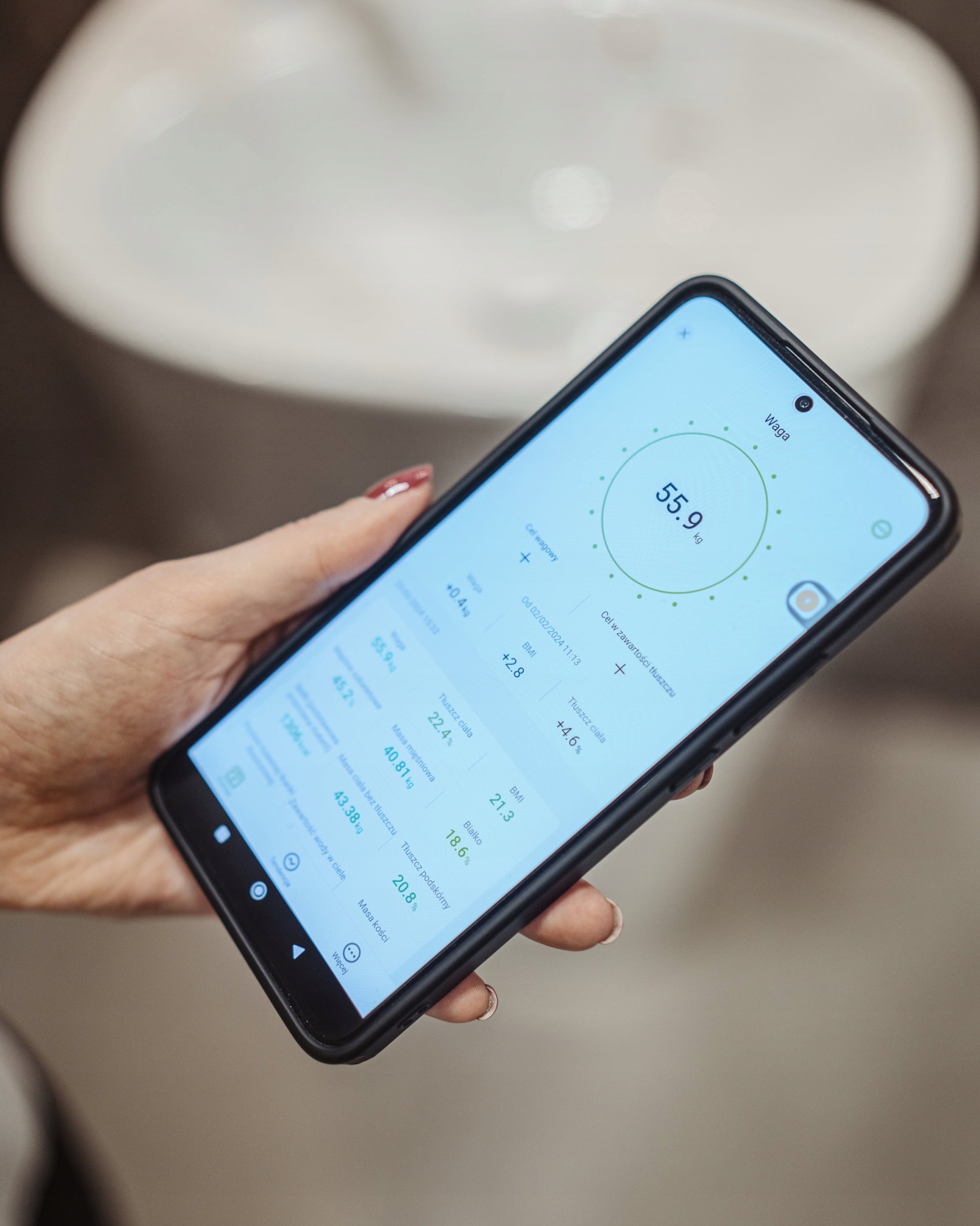 Analitinės vonios svarstyklės 13 parametrų Apple Health, Google Fit, Fitbit
