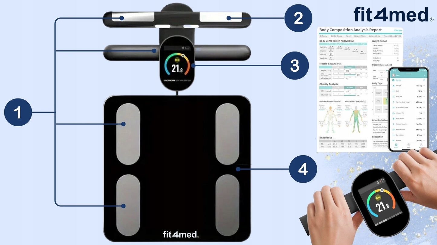 Išmaniosios vonios svarstyklės su Bluetooth, kūno sudėties analizatorius