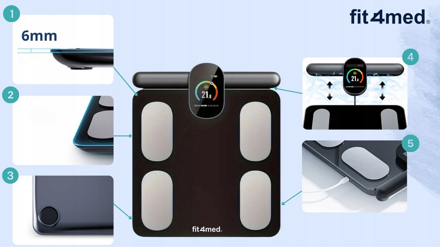 Išmaniosios vonios svarstyklės su Bluetooth, kūno sudėties analizatorius