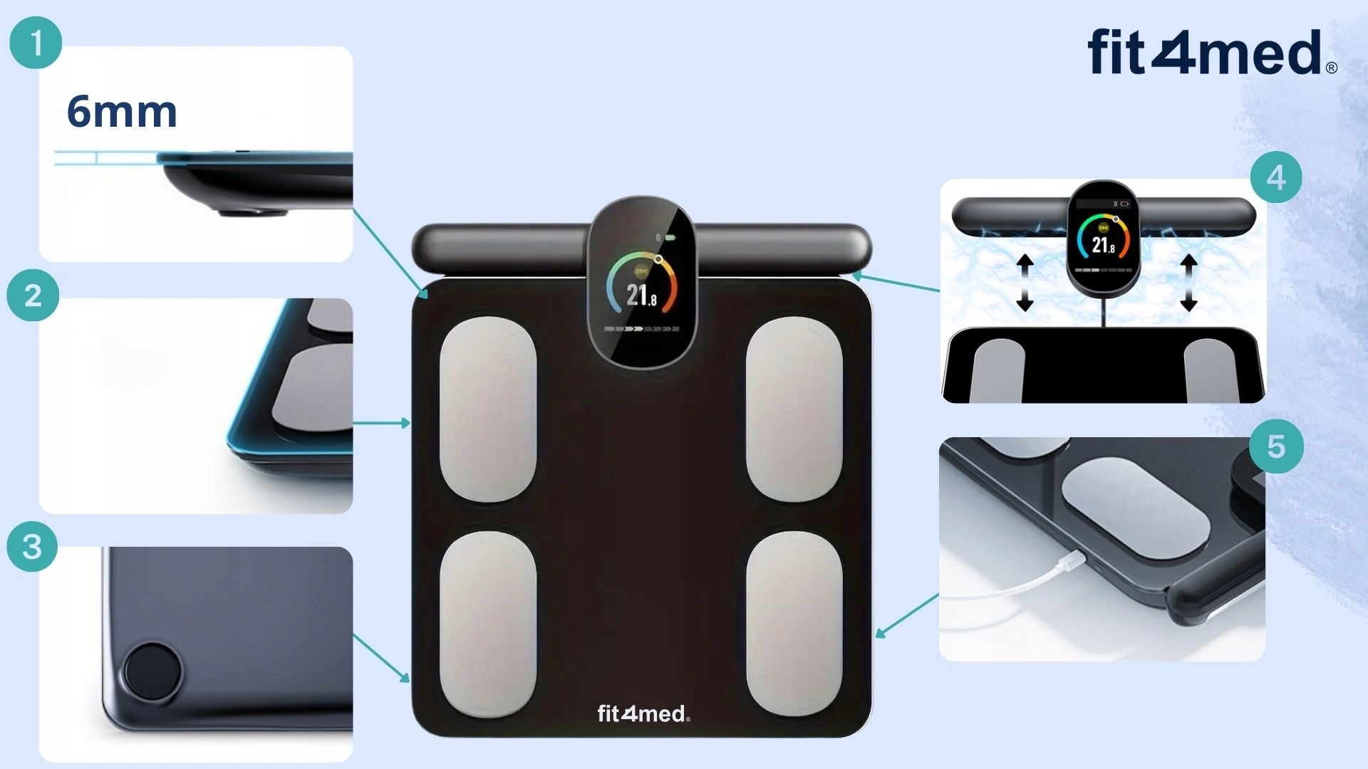 Išmaniosios vonios svarstyklės su Bluetooth, kūno sudėties analizatorius