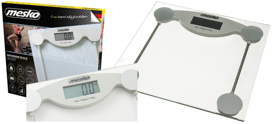 Elektroninės stiklinės vonios svarstyklės, tikslios, iki 150kg, LCD, baltos