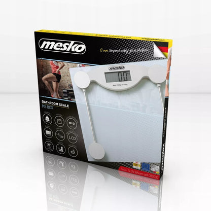 Elektroninės stiklinės vonios svarstyklės, tikslios, iki 150kg, LCD, baltos