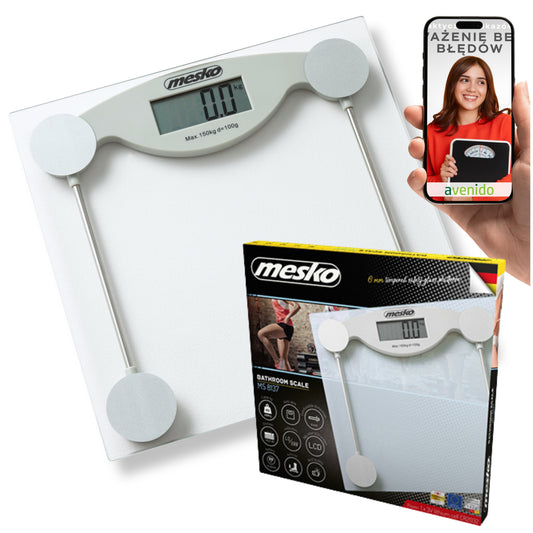 Elektroninės stiklinės vonios svarstyklės, tikslios, iki 150kg, LCD, baltos