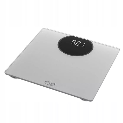 Elektroninės vonios svarstyklės stiklinės, tikslios, sidabrinės, LED, iki 180kg