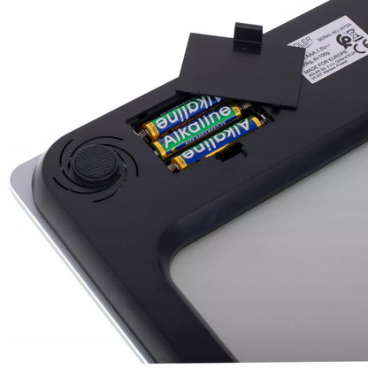 Elektroninės vonios svarstyklės stiklinės, tikslios, sidabrinės, LED, iki 180kg