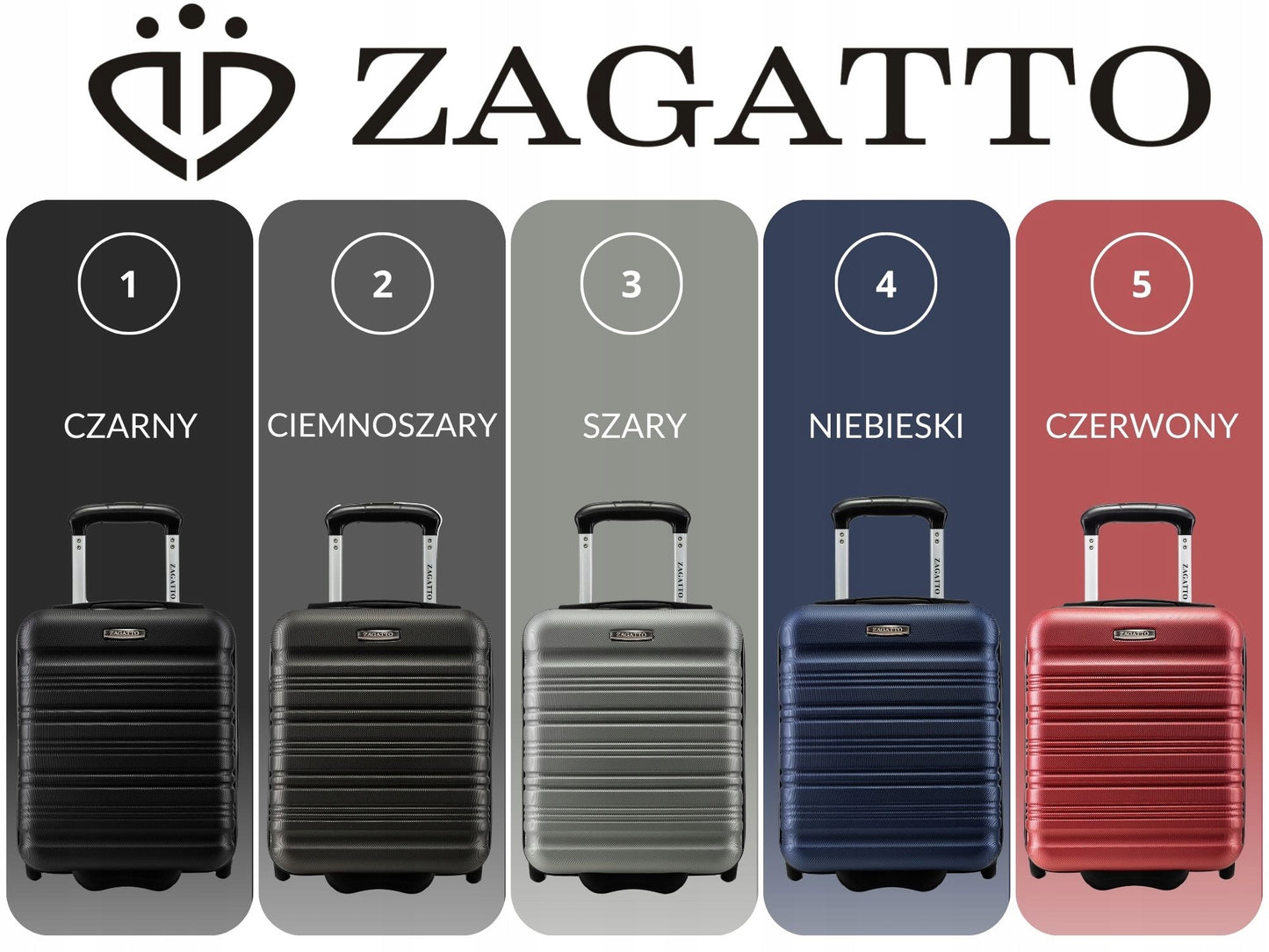 Mažas rankinis lagaminas ant ratukų 40x30x20, 5 SPALVŲ ZAGATTO