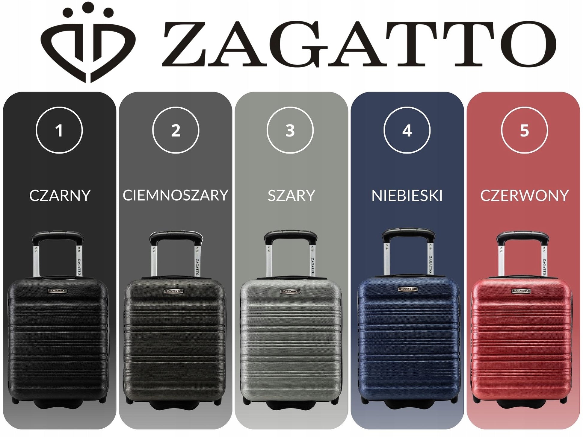 Mažas rankinis lagaminas ant ratukų 40x30x20, 5 SPALVŲ ZAGATTO