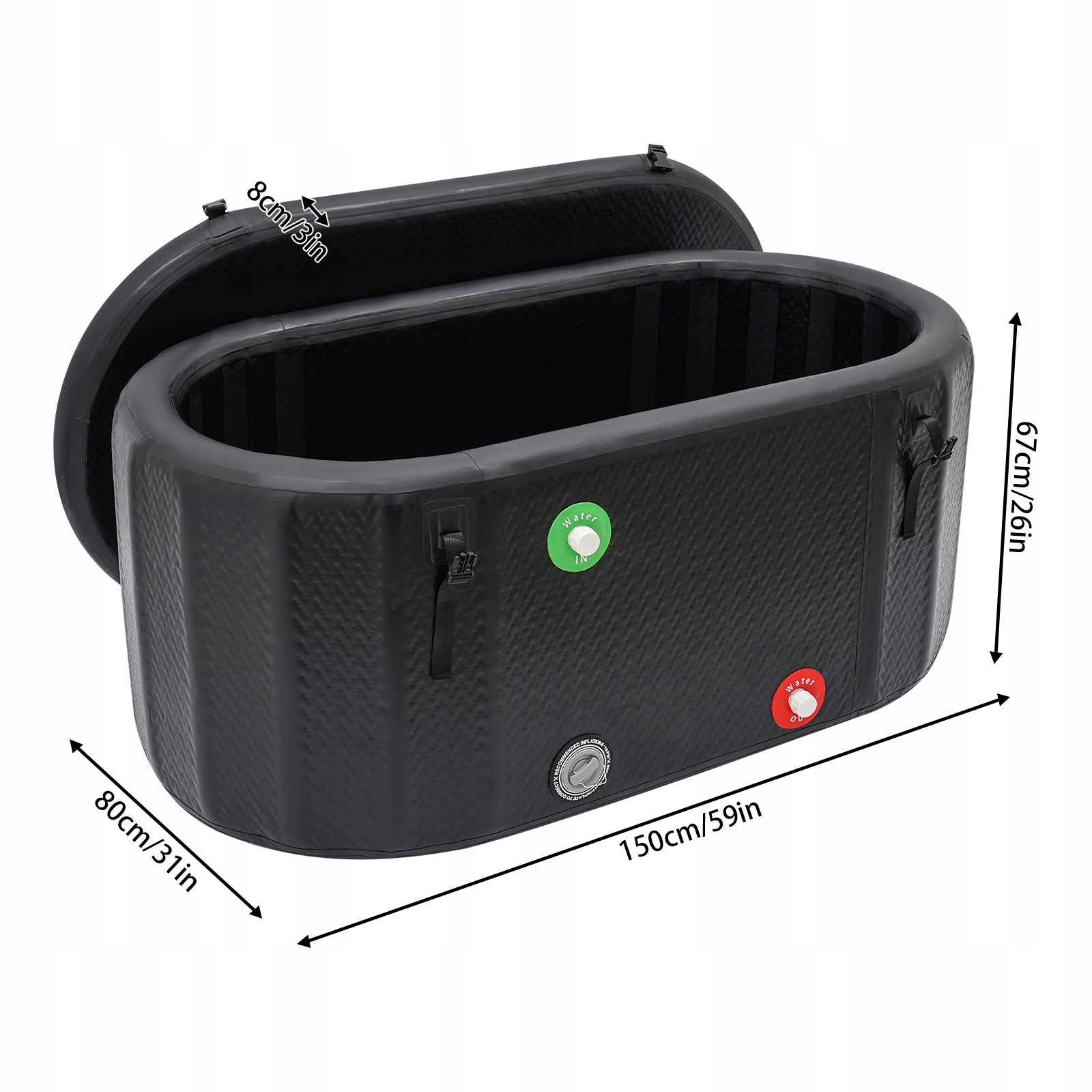 Ledo vonia 370L, 150*80*67cm ledo vonia, laisvai pastatoma pripučiama vonia