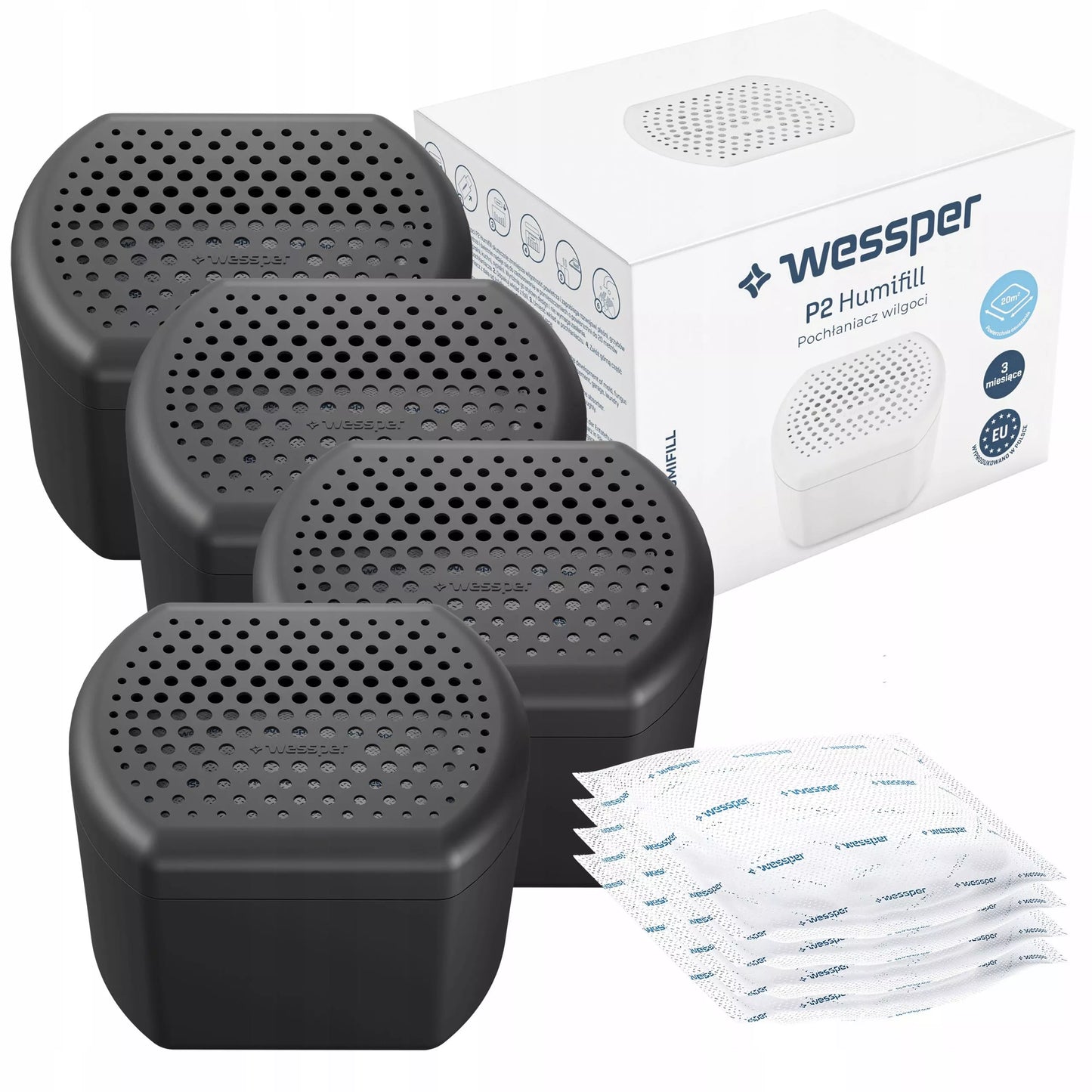 Wessper 4x drėgmės surinktuvas oro sausintuvas namams + 4x įdėklas 250g