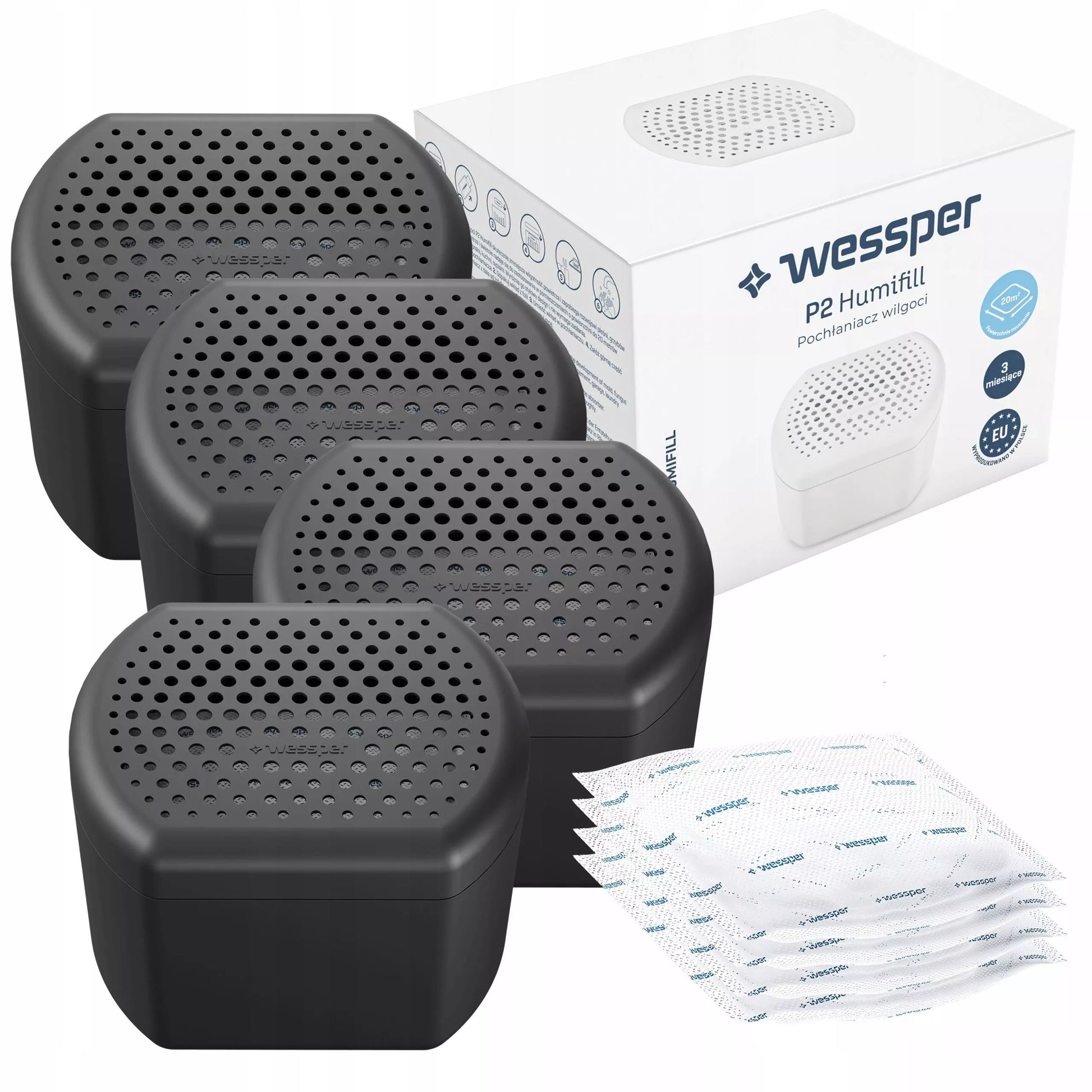 Wessper 4x drėgmės surinktuvas oro sausintuvas namams + 4x įdėklas 250g