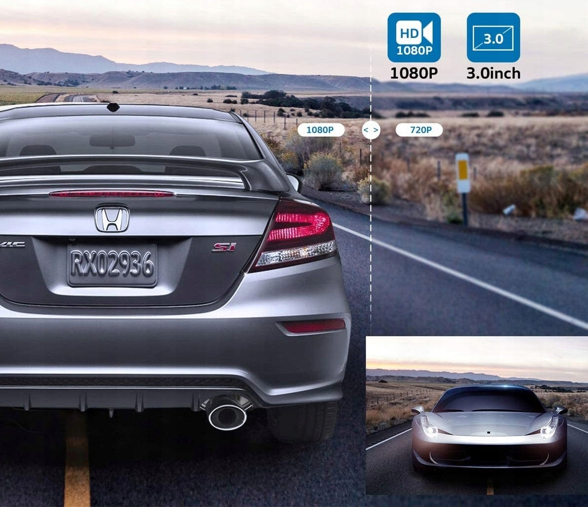 Vaizdo registratorius Feegar Patrol Automobilio kamera atbulinės eigos HDR SONY sensorius