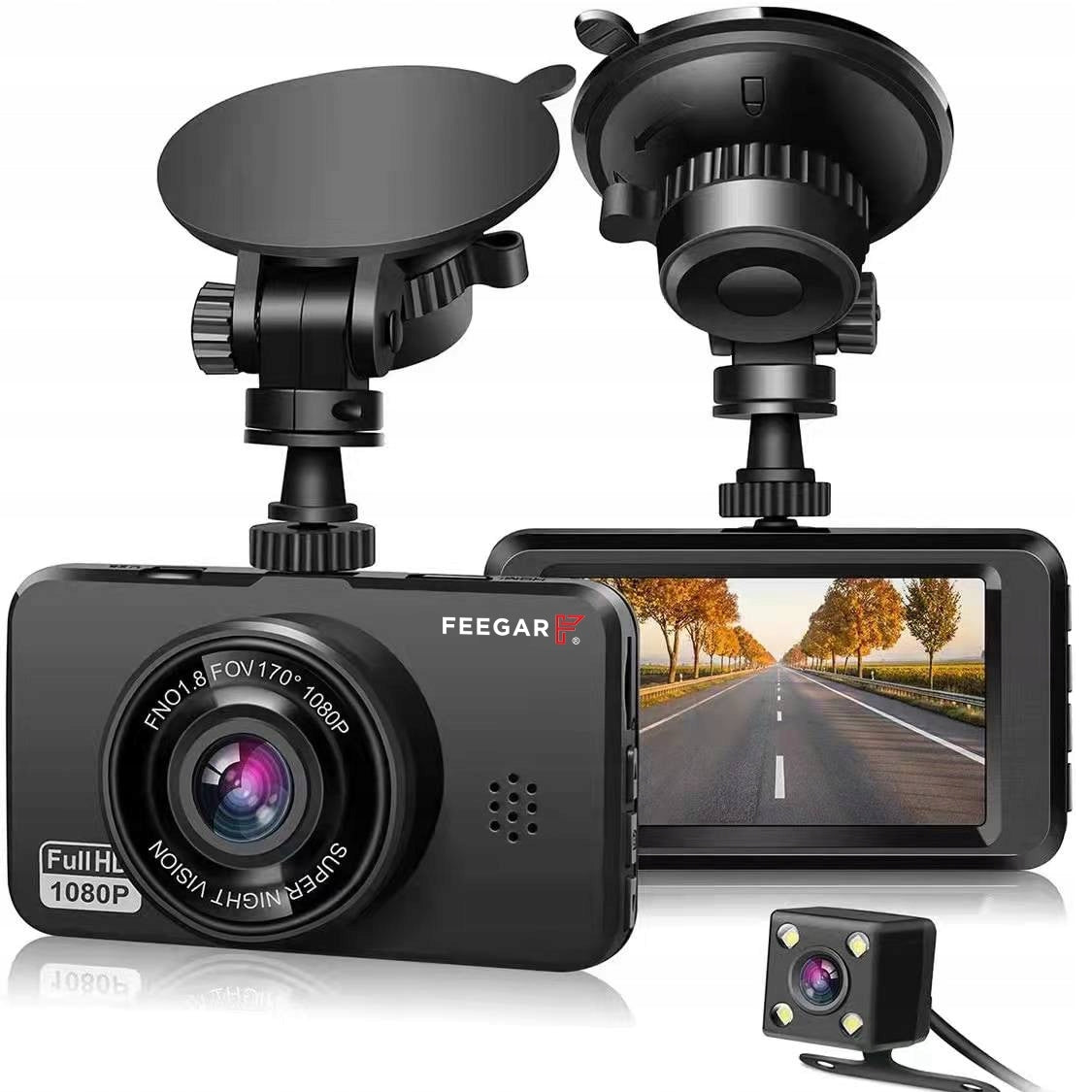 Vaizdo registratorius Feegar Patrol Automobilio kamera atbulinės eigos HDR SONY sensorius