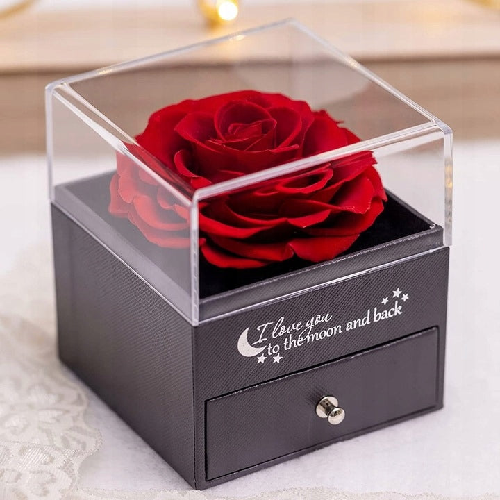 Amžina rožė stikle su karoliais Valentino dienos dovana merginai