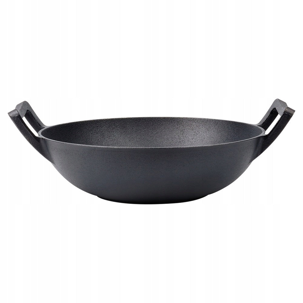 Ketaus WOK didelė keptuvė kepimui, troškinimui ant viryklės, laužo 32 cm