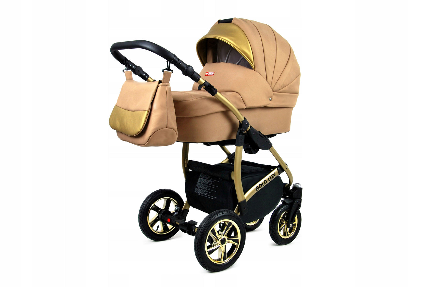 Vaikiškas vežimėlis 4in1 BabyLux Gold Lux sportinė dalis, lopšys, automobilinė kėdutė, ISOFIX bazė