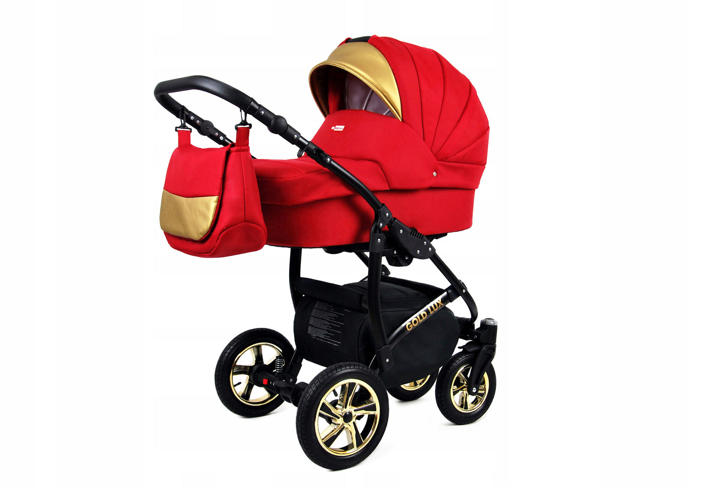 Vaikiškas vežimėlis 4in1 BabyLux Gold Lux sportinė dalis, lopšys, automobilinė kėdutė, ISOFIX bazė