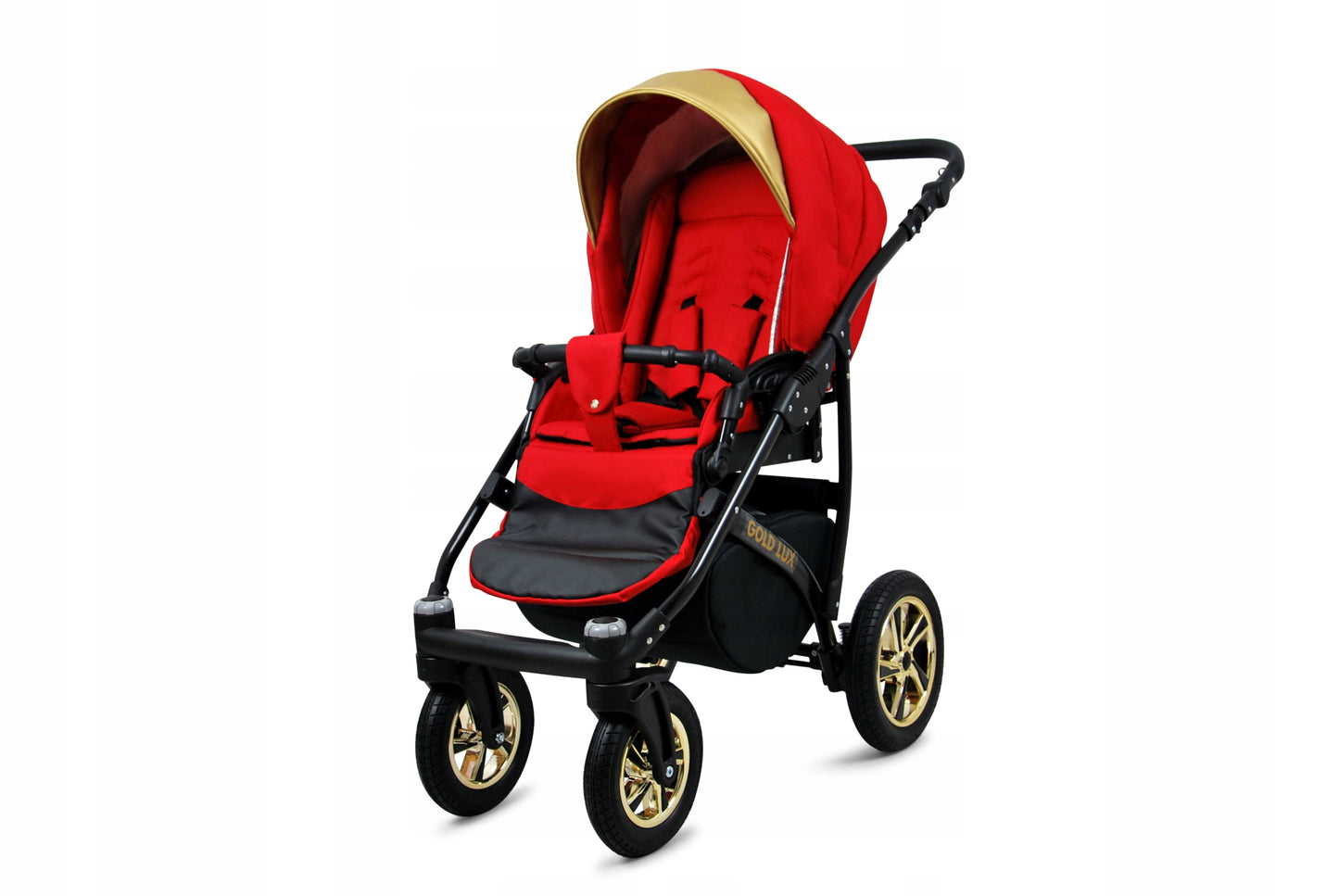 Vaikiškas vežimėlis 4in1 BabyLux Gold Lux sportinė dalis, lopšys, automobilinė kėdutė, ISOFIX bazė