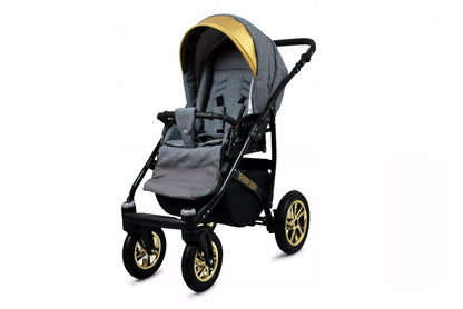 Vaikiškas vežimėlis 4in1 BabyLux Gold Lux sportinė dalis, lopšys, automobilinė kėdutė, ISOFIX bazė