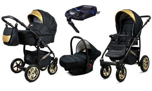 Vaikutis vežimėlis 4in1 BabyLux Gold Lux sportinė dalis, gondola, automobilinė kėdutė, ISOFIX bazė