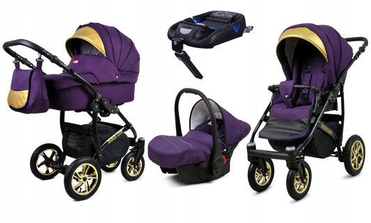 Vaikiškas vežimėlis 4in1 BabyLux Gold Lux – sportinis vežimėlis, lopšys, automobilinė kėdutė, ISOFIX bazė