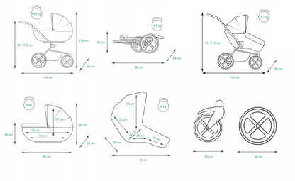 Vaikiškas vežimėlis 4in1 BabyLux Gold Lux sportinė dalis, lopšys, automobilinė kėdutė, ISOFIX bazė