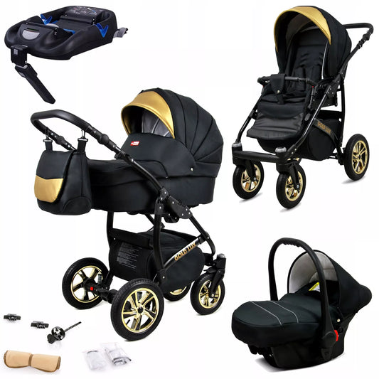 Vaikutis vežimėlis 4in1 BabyLux Gold Lux sportinė dalis, gondola, automobilinė kėdutė, ISOFIX bazė