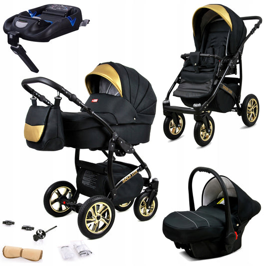 Vaikutis vežimėlis 4in1 BabyLux Gold Lux sportinė dalis, gondola, automobilinė kėdutė, ISOFIX bazė