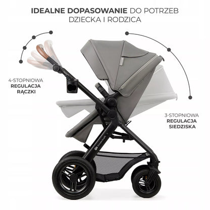 Daugiafunkcis 3 viename vežimėlis MOOV 2 AIR su automobilio kėdute MINK PRO, pilkas